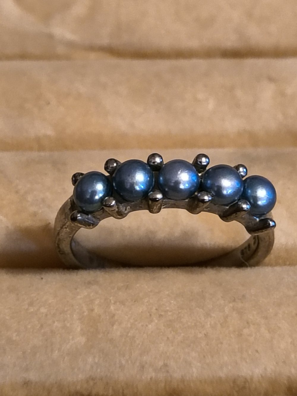 Vintage Blue Hoana Pearl Sterling Silver Multi-Pearl Ring Size 7 Signed